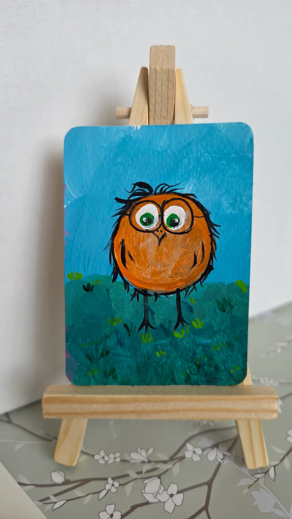 Orange Bird aceo art card