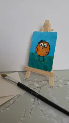 Orange Bird aceo art card thumbnail 2