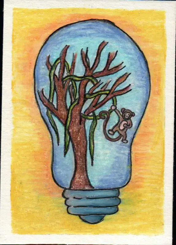 Monkey Light aceo art card