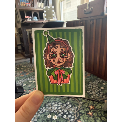 Jester Girl #2 aceo art card thumbnail 4