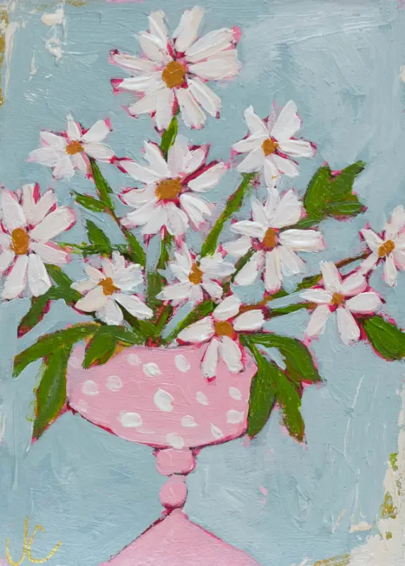 Polka Dot Daisies aceo art card
