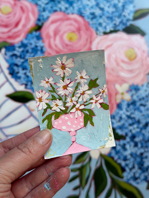 Polka Dot Daisies aceo art card thumbnail 2