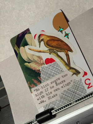 Birds & Bees #7 by Mazerzine William Blake quote flowers aceo art card thumbnail 2