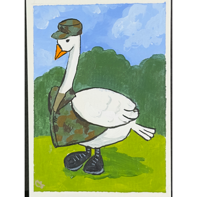 Army Sergeant Goose aceo art card thumbnail 1