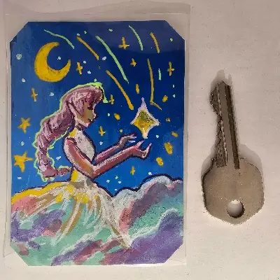 Catching Stars aceo art card thumbnail 2