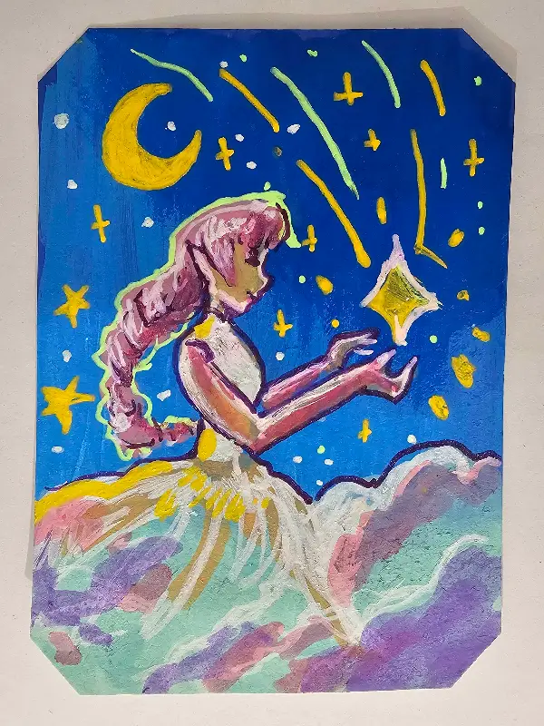Catching Stars aceo art card