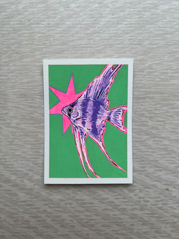 Starburst Angel Fish aceo art card