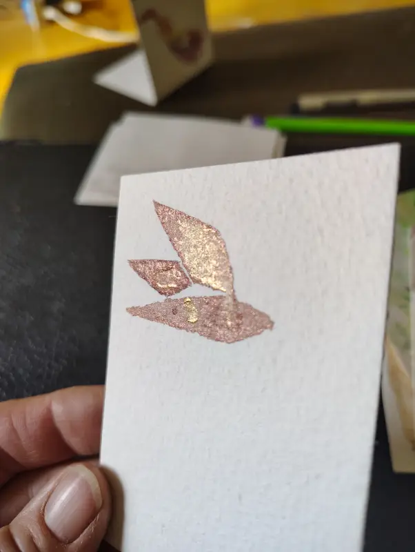 Gold Sparkle Bird WaterColour by CheyAnne aceo art card