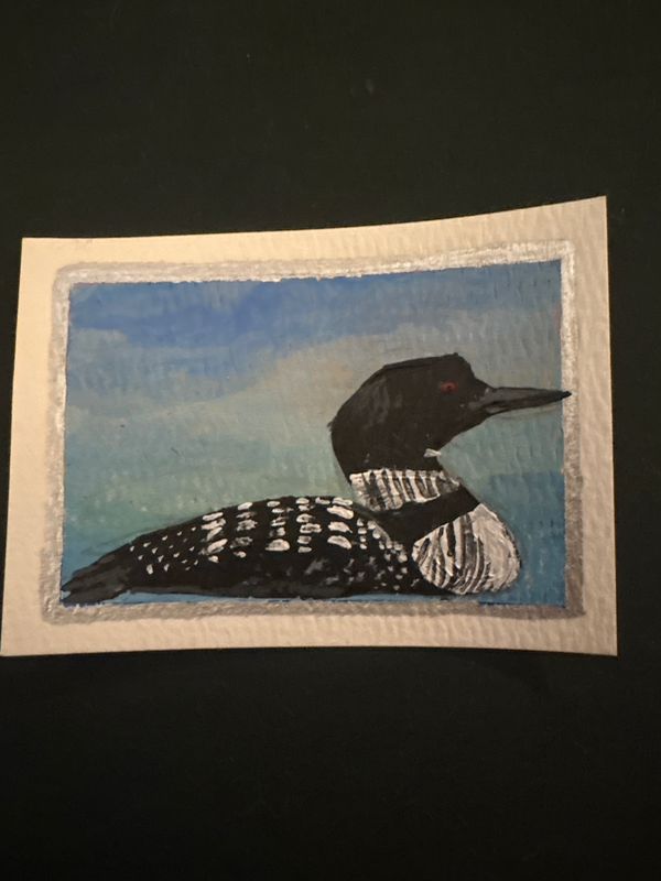 Loon panting aceo art card