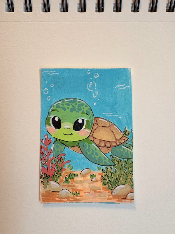Baby Sea Turtle aceo art card