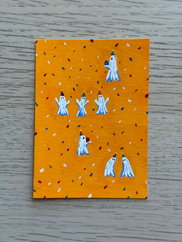 Orange Party aceo art card
