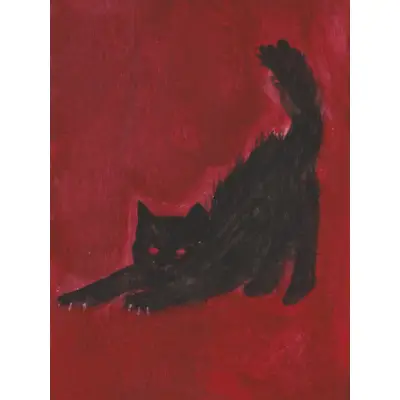 Stretching Cat (2/3) aceo art card thumbnail 1