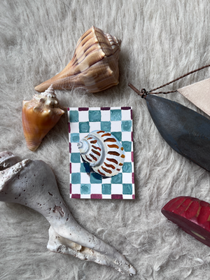 Seashell + Checkers 1 - Sea Snail aceo art card thumbnail 1
