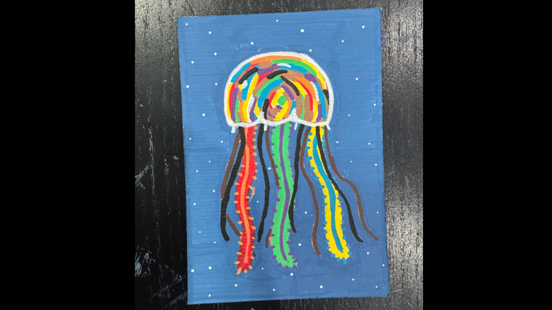 Rainbow Pride Jellyfish aceo art card