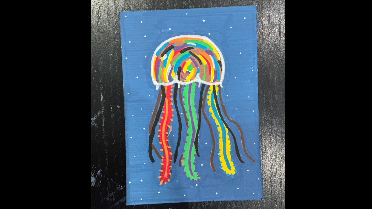 Rainbow Pride Jellyfish aceo art card