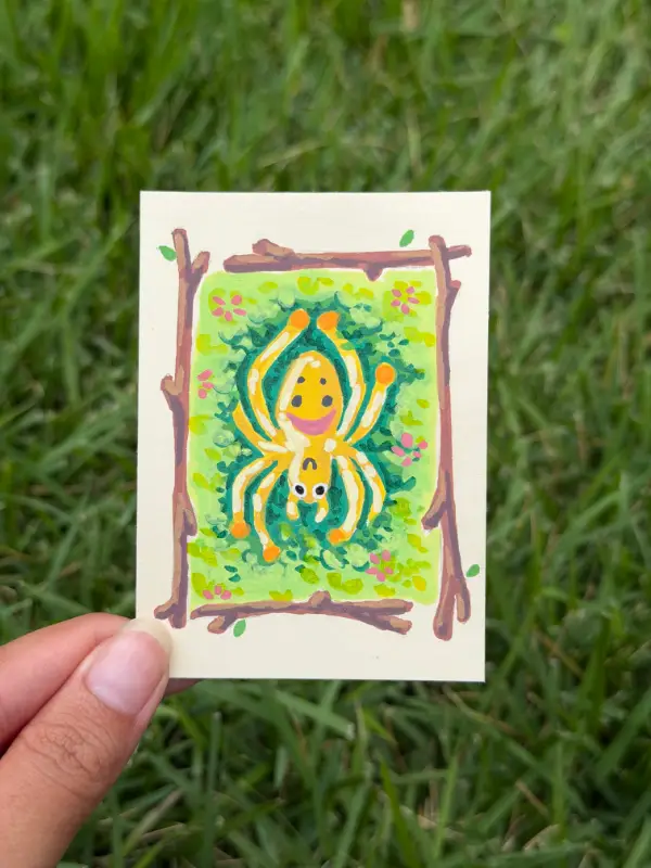 Portrait of a Happy Face Spider aceo art card