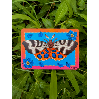 “Garden Tiger Moth” 1/4 aceo art card thumbnail 1