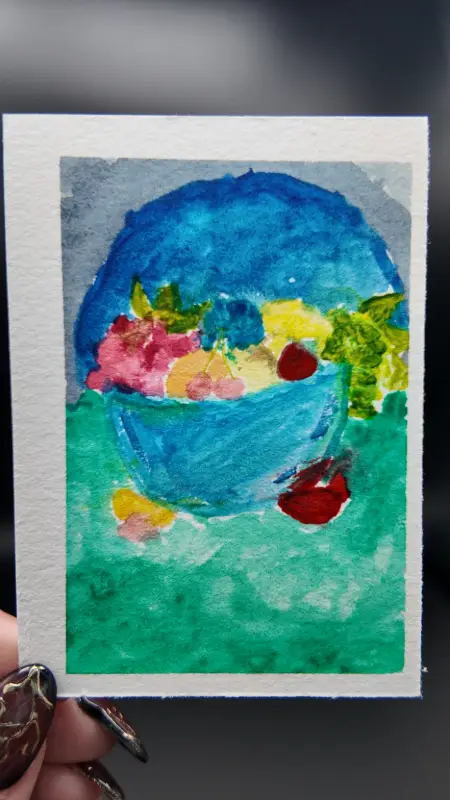 Fruit Original ACEO — Watercolor on Watercolor Paper By Melody, Age 13 aceo art card