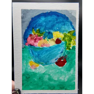 Fruit Original ACEO — Watercolor on Watercolor Paper By Melody, Age 13 aceo art card thumbnail 1