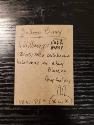 Balloon Bunny aceo art card thumbnail 2