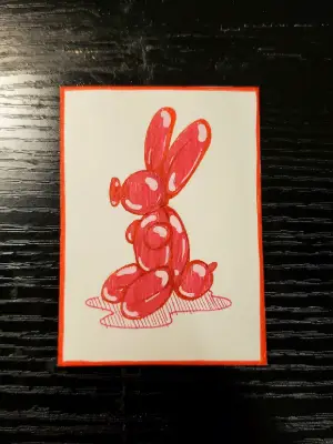 Balloon Bunny aceo art card thumbnail 1