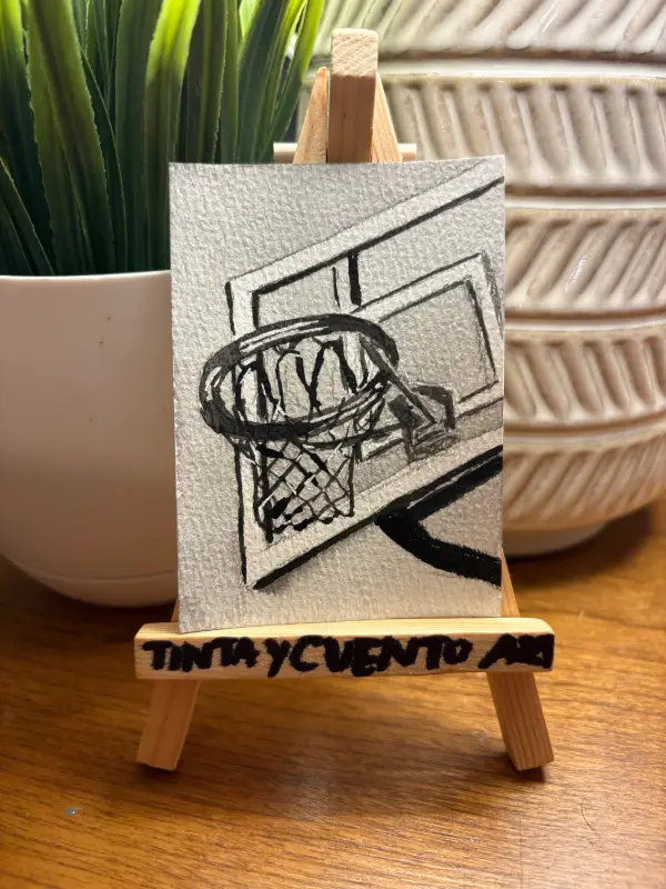 Black and White Hoops aceo art card