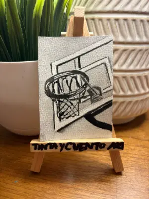 Black and White Hoops aceo art card thumbnail 1