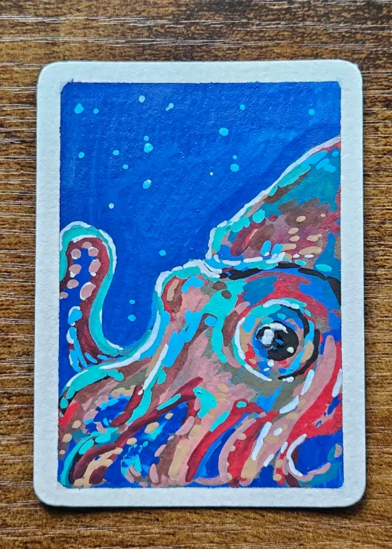 Squid aceo art card