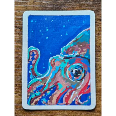 Squid aceo art card thumbnail 1