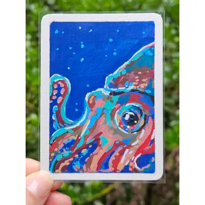 Squid aceo art card thumbnail 2