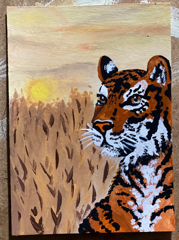 Sunset tiger aceo art card