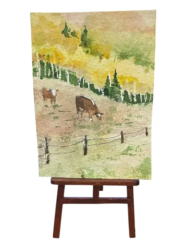 Mountain Cattle aceo art card