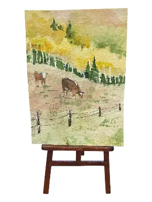 Mountain Cattle aceo art card thumbnail 1