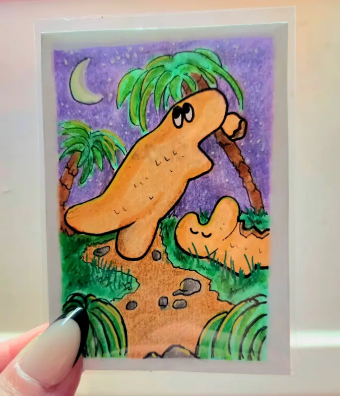 Dino-nuggets in the Wild 4/5 aceo art card