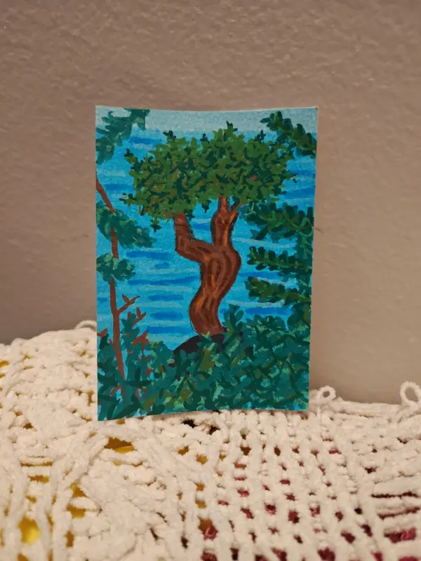 Little spirit cedar tree aceo art card