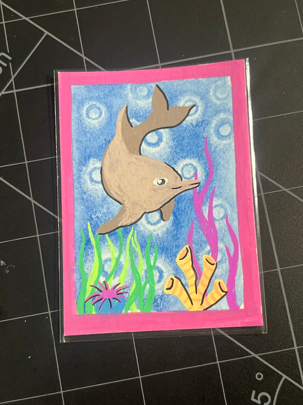 Dolphin aceo art card