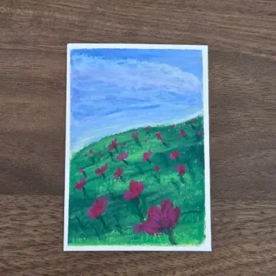 Field of Poppies aceo art card thumbnail 2