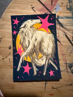 borzoi 02 aceo art card thumbnail 2