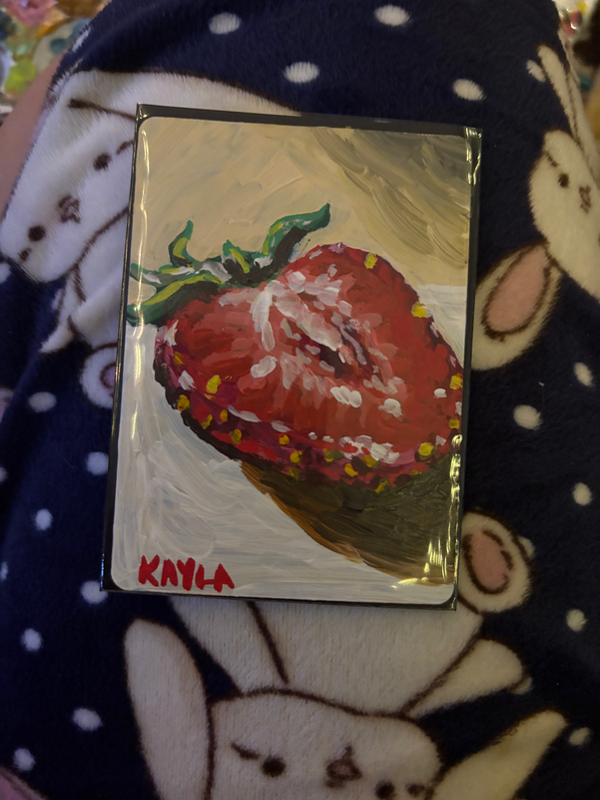 Strawberry Slice aceo art card