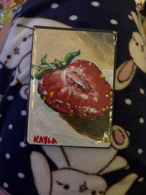 Strawberry Slice aceo art card thumbnail 1