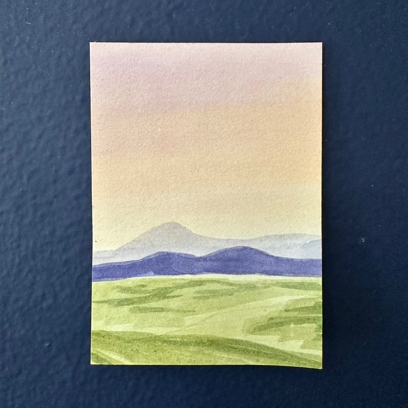 Dreamy Dawn Hills 1 aceo art card