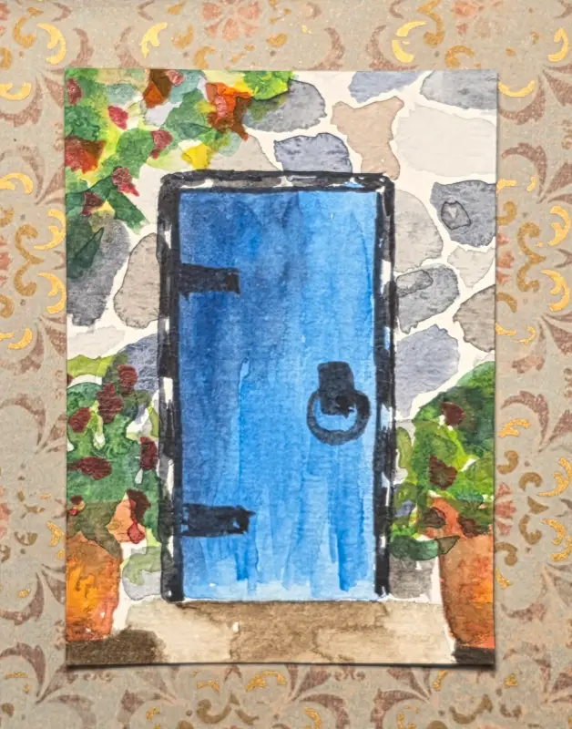 Blue Door aceo art card