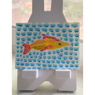 Monty the Speedy Swimmer aceo art card thumbnail 1