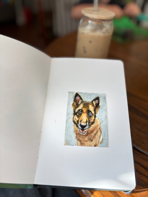 ACEO Original German Shepherd Painting | Loyal Heart Dog 2.5x3.5 | Animal Art Collectable aceo art card thumbnail 3