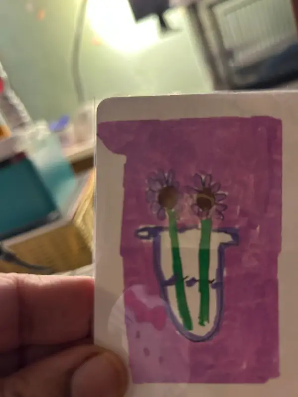 Two Daisies in a Vase aceo art card