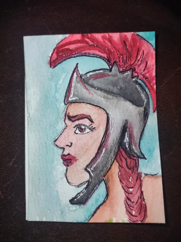 ACEO Original Art Athena, Greek Mythology, Women , watercolors aceo art card