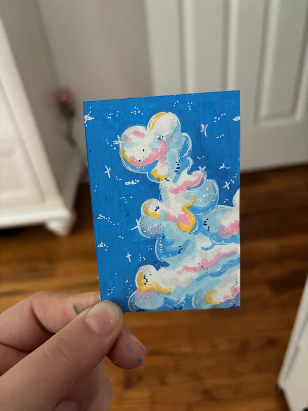 Whimsy Clouds aceo art card