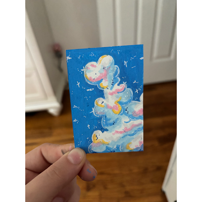 Whimsy Clouds aceo art card thumbnail 1