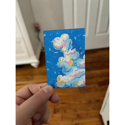 Whimsy Clouds aceo art card thumbnail 3