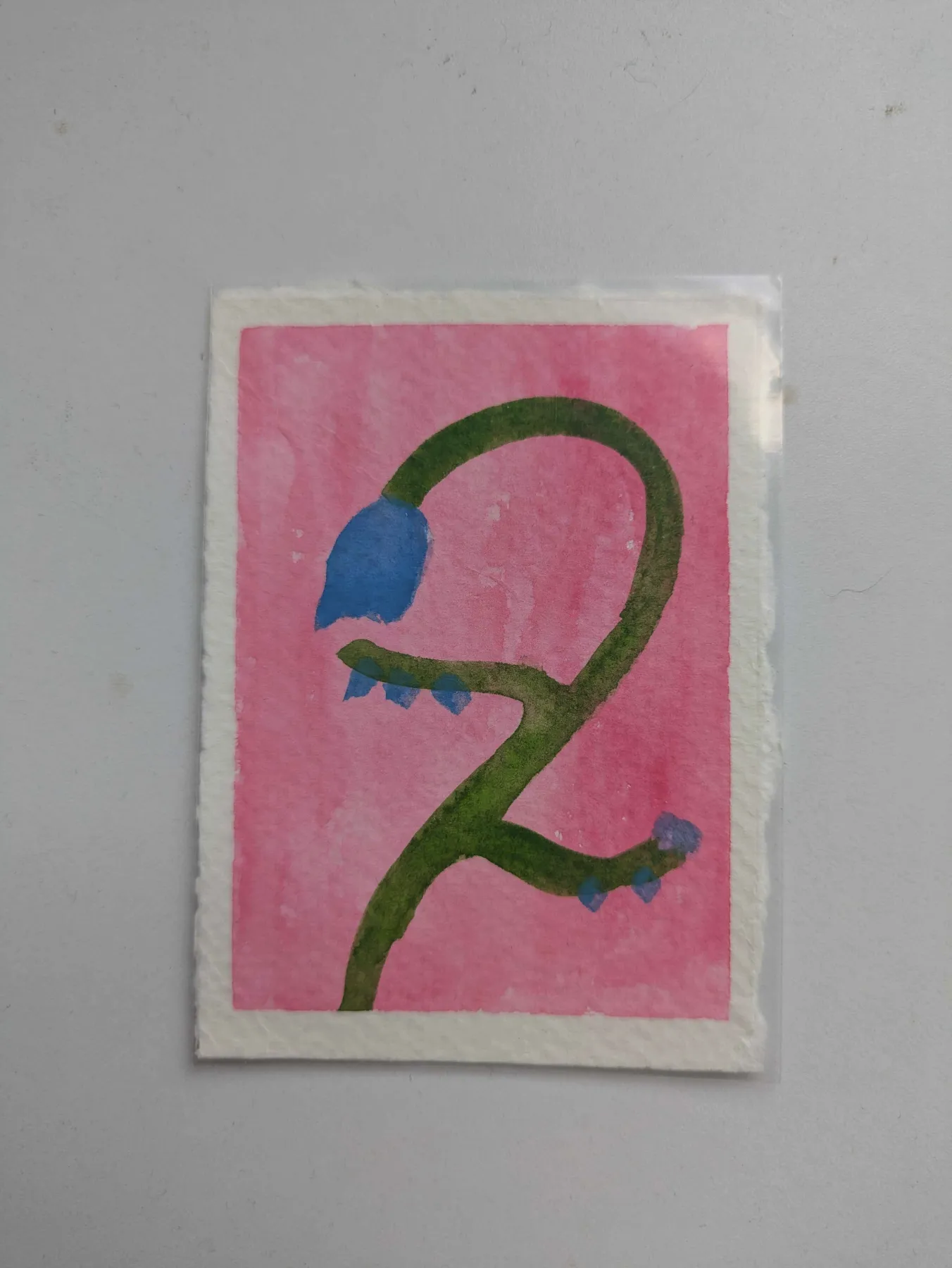 Blue Flower aceo art card